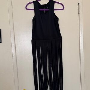 Black Fringe Sleeveless Dress